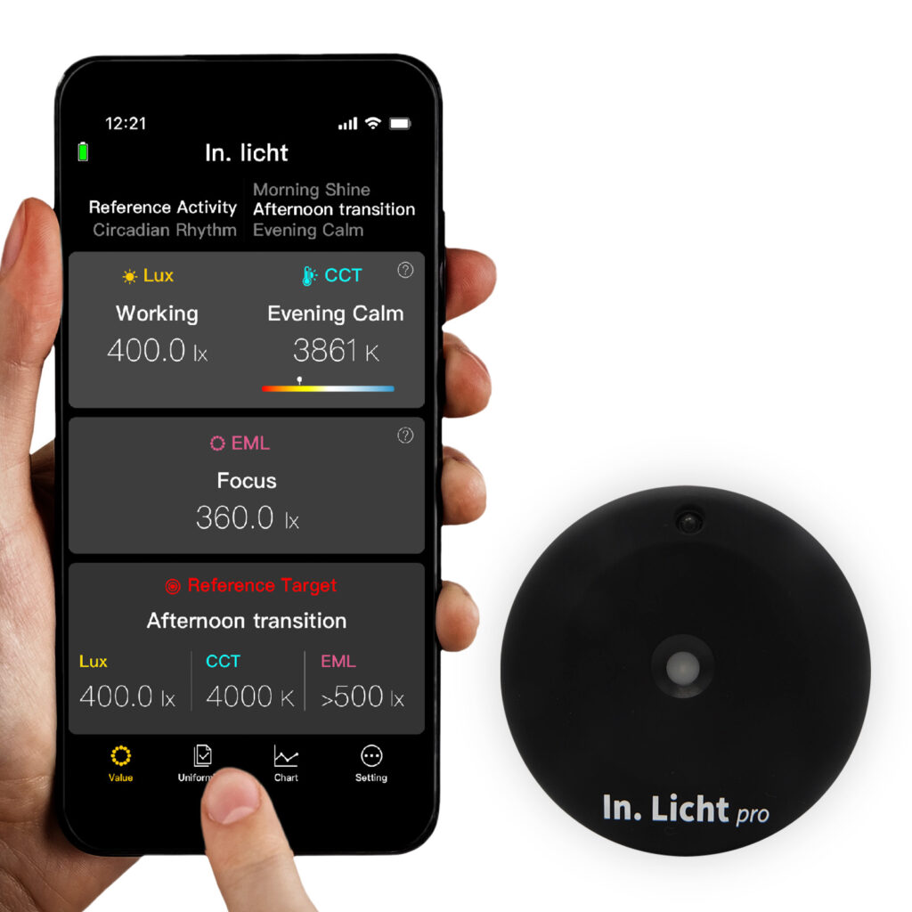 In. Licht Pro-Handheld EML Color Temperature CCT Contrast Uniformity Light Meter Sensor